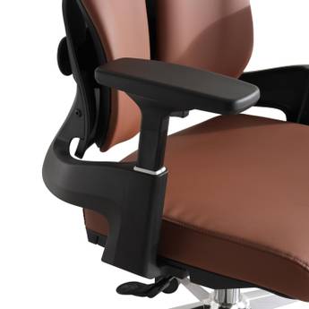 Brown office chair with armrest on a white background