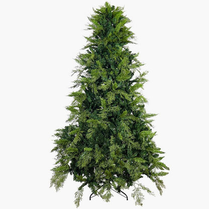 Artificial Christmas tree with green needles on a white background