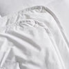 Close-up of a white shirt with a collar on a light gray background