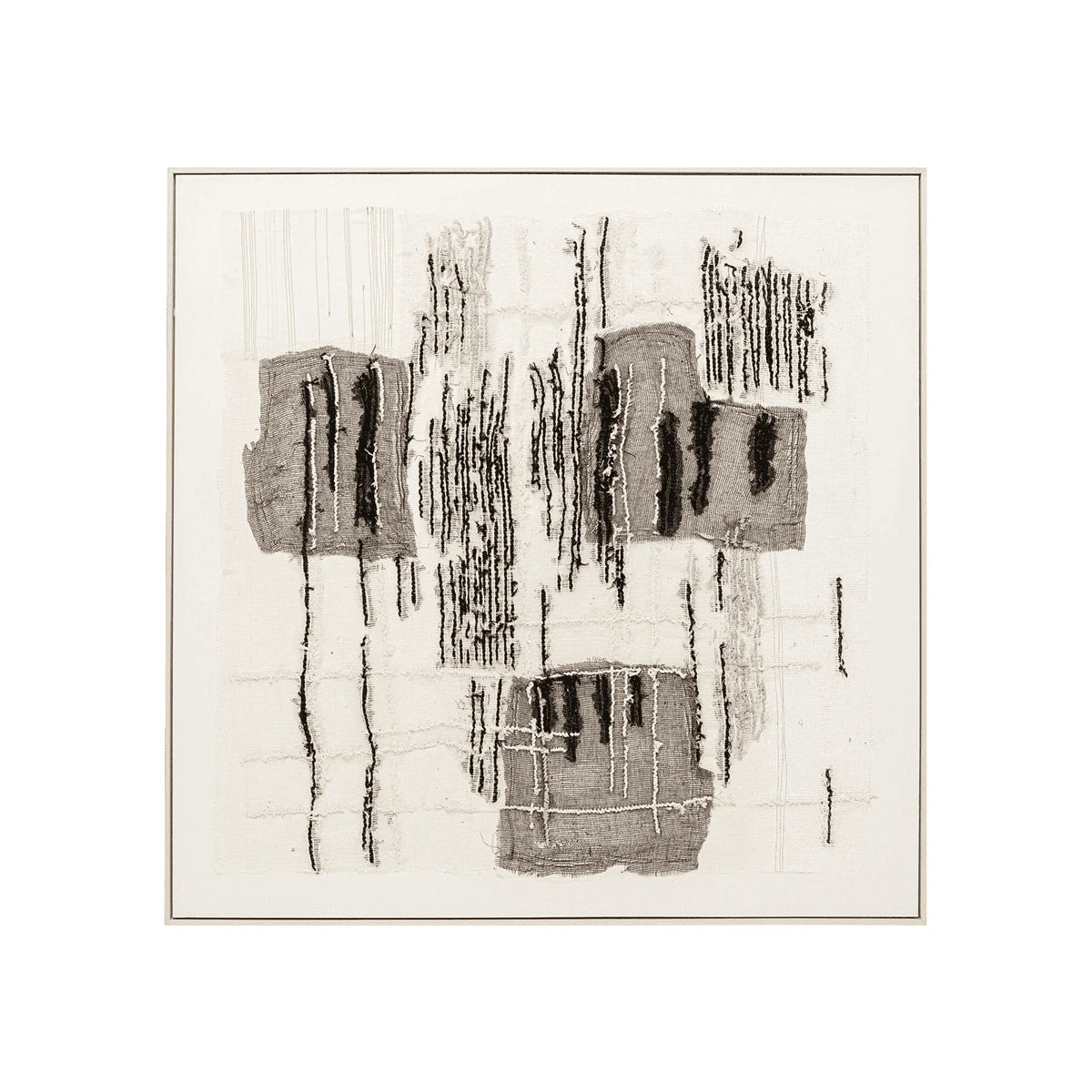 Abstract black and gray artwork on a white background