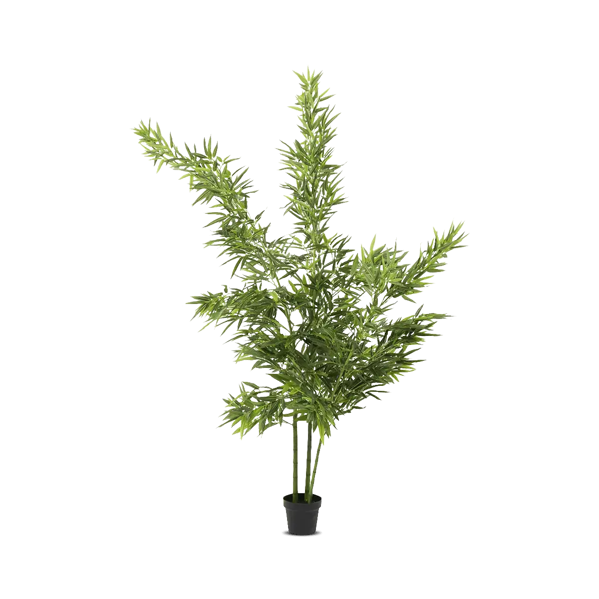 Artificial bamboo plant in a pot on a white background