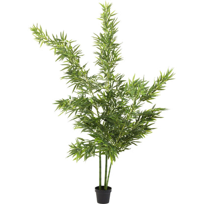Artificial bamboo plant in a pot on a white background