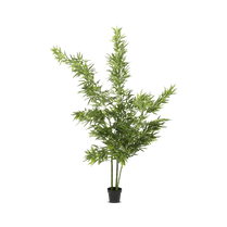 Artificial bamboo plant in a pot on a white background
