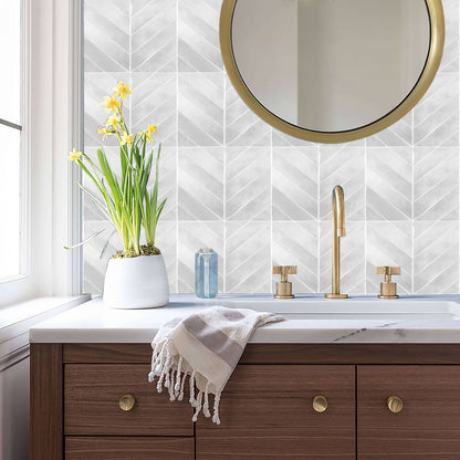 Chevron White Marble Vinyl Tile