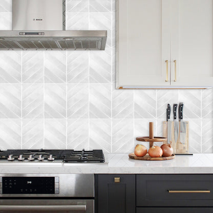 Chevron White Marble Vinyl Tile