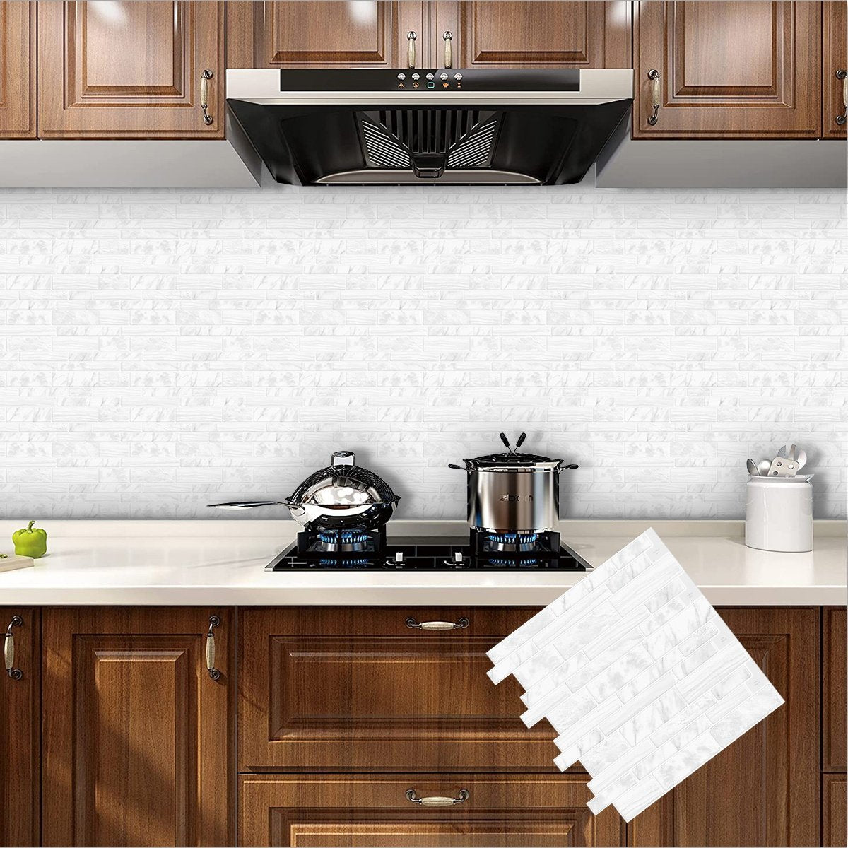White Marble Strip Large Size Vinyl Tile T80011