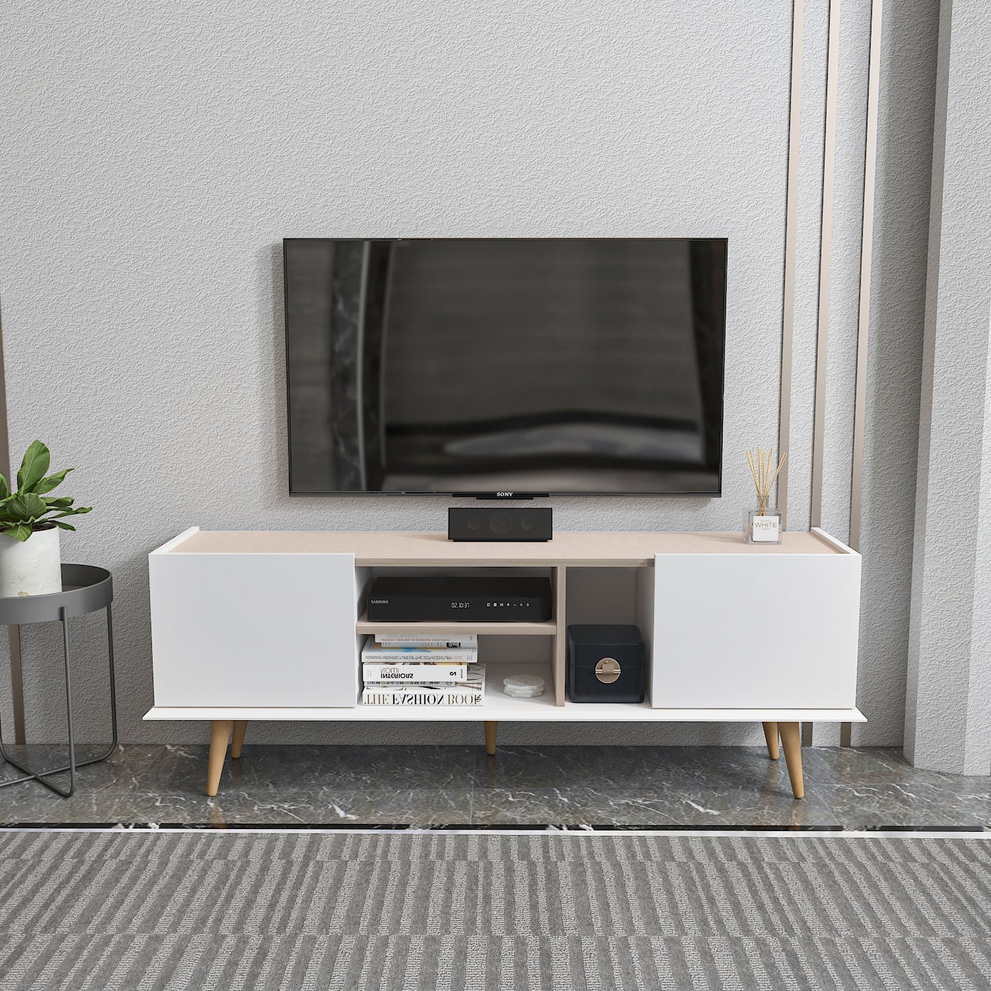 Tv Stand  Ekvador White&Beige-EKV63TS02