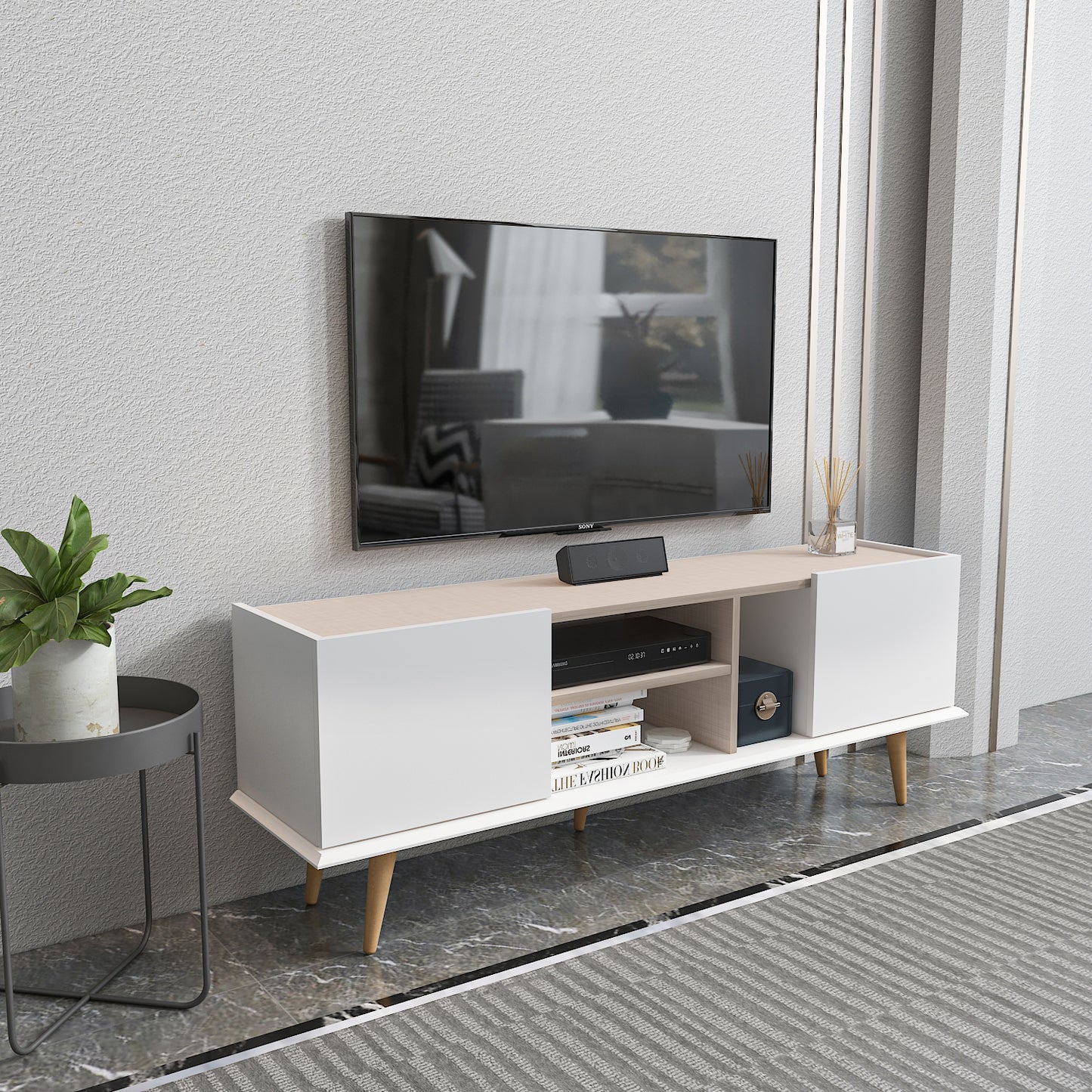 Tv Stand  Ekvador White&Beige-EKV63TS02