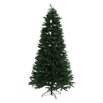 Green artificial Christmas tree on a white background