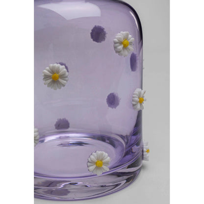 Glass dish with floral decorations on a white background