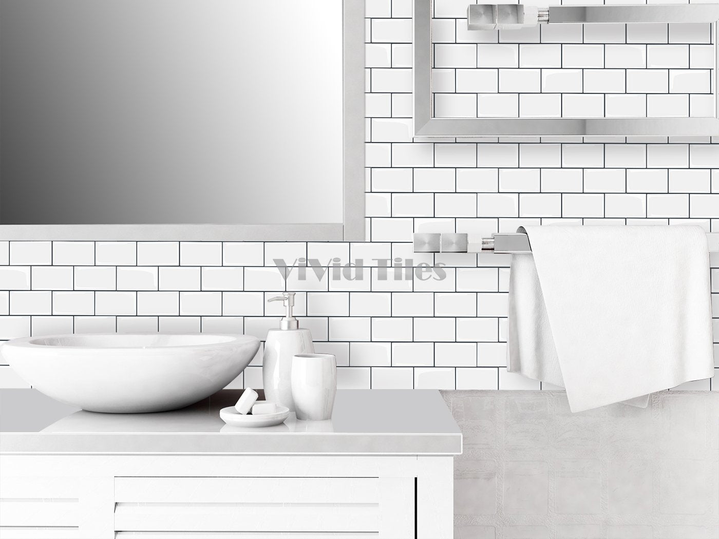 Thicker Upgrade White Subway Vinyl Tile HB100