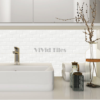 Thicker Upgrade Pure White Brick Vinyl Wall Tile HB105