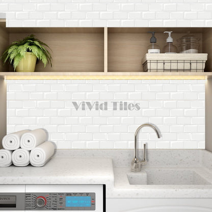 Thicker Upgrade Pure White Brick Vinyl Wall Tile HB105