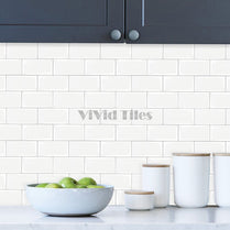 Thicker Upgrade White Subway Vinyl Tile With Light Grey Grout HB200