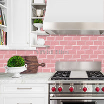 Thicker Upgrade Pink Subway Vinyl Tile With White Grout HB205