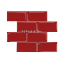 Thicker Upgrade Red Subway Vinyl Tile With Grey Grout HB209