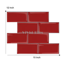 Thicker Upgrade Red Subway Vinyl Tile With Grey Grout HB209