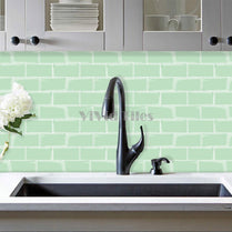 Thicker Upgrade Green Subway Vinyl Tile With White Grout HB214