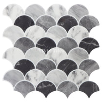 Thicker Upgrade Fish Scale Grey Marble Vinyl Tile HB223