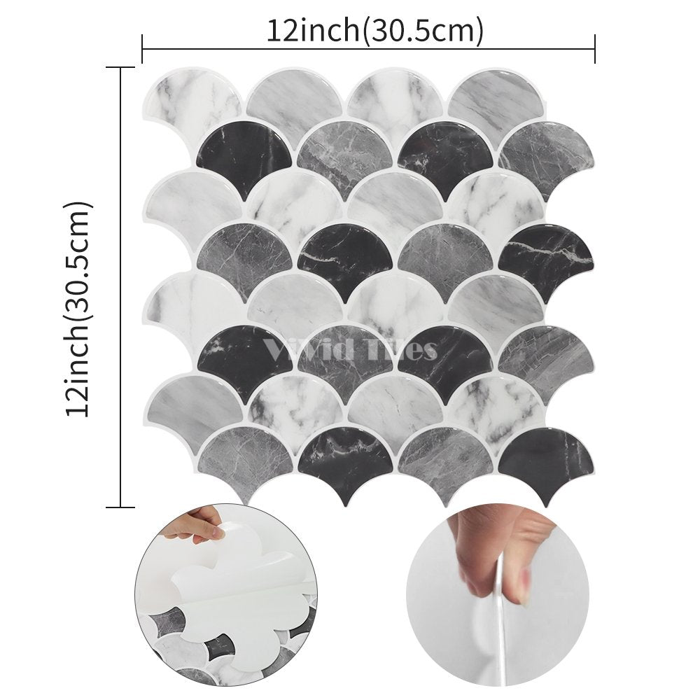 Thicker Upgrade Fish Scale Grey Marble Vinyl Tile HB223