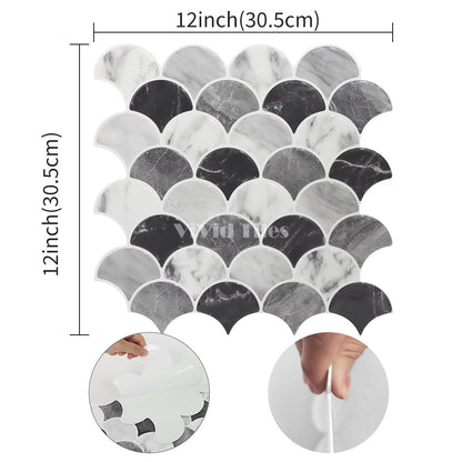 Thicker Upgrade Fish Scale Grey Marble Vinyl Tile HB223