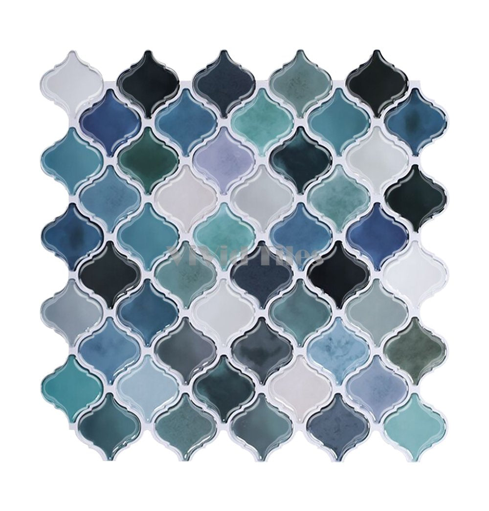 Thicker Upgrade Blue Marble Arabesque Vinyl Tile-HB500