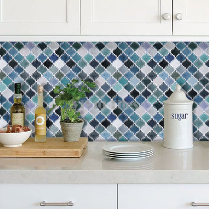 Thicker Upgrade Blue Marble Arabesque Vinyl Tile-HB500