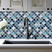 Thicker Upgrade Blue Marble Arabesque Vinyl Tile-HB500