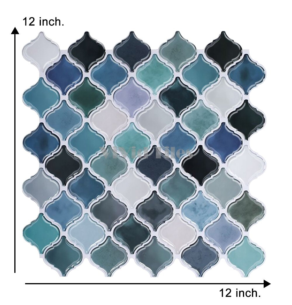 Thicker Upgrade Blue Marble Arabesque Vinyl Tile-HB500