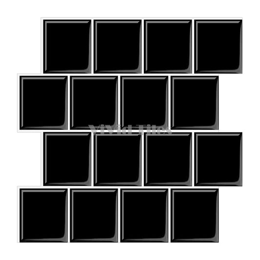 2.5mm Black color with white grout wall tiles for home decor 12*12 inch -HB521