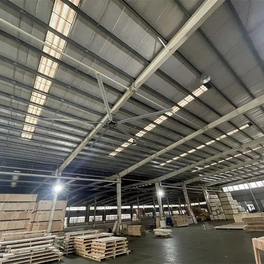 Pmfans High Quality 24Ft (7.3M) House Fan Large Fans For Warehouses Black Ceiling Industrial Look