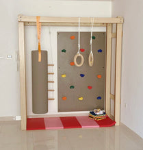 Ultimate Indoor Adventure: Monkey Bars, Climbing Wall, Punching Bag, Rope Ladder, and Safety Mats Set