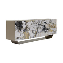 Marble-patterned sideboard with a beige base on a white background