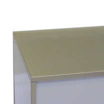 Beige desk corner on a white background