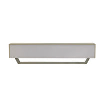 Rectangular light fixture with a white shade on a white background