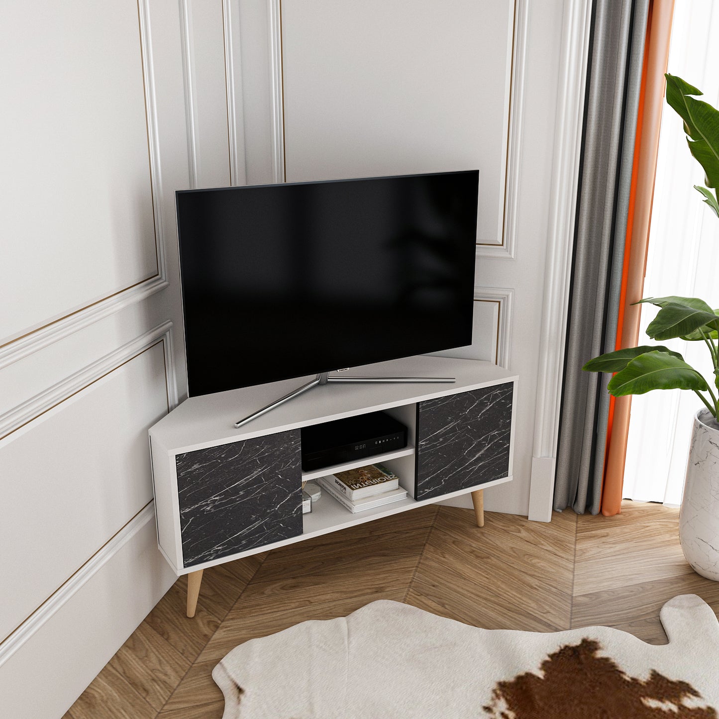 Tv Stand Lesson White&Bendire -LSS47TS01