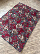 Multicolored patchwork rug on a wooden floor- Luxury Forty-pices carpet Handmade Persian Carpet | Handmade in Iran – Vintage | Luxury Living Room Décor