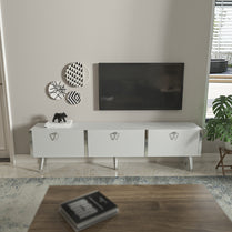 Milagro TV Unit Gloss White Silver