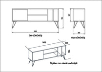 TV Stand Mistico (140) - Walnut, Black-MST55TSB01