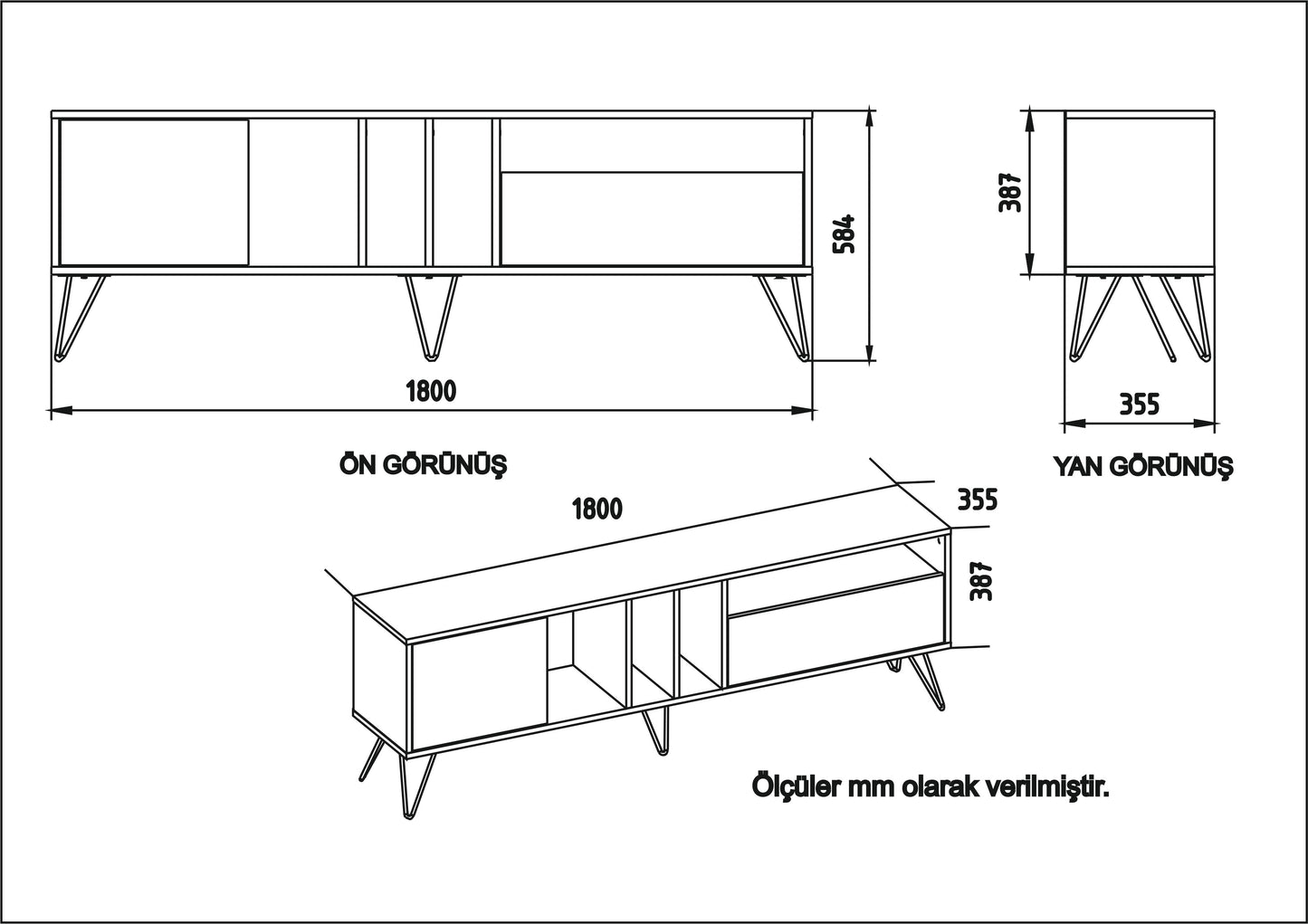 Mistico 71'' TV Unit - Walnut & White