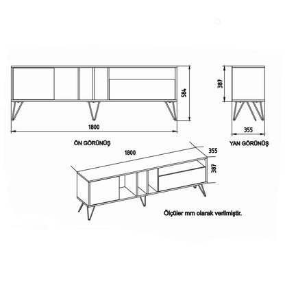 Mistico 71'' TV Unit - Walnut & White
