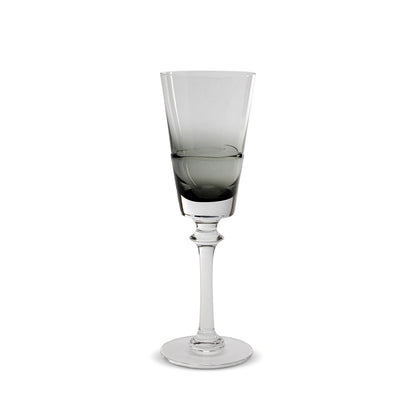 Clear glass with a stem on a white background