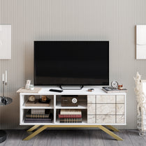 TV Stand North - White, Gold-NOR51TS01