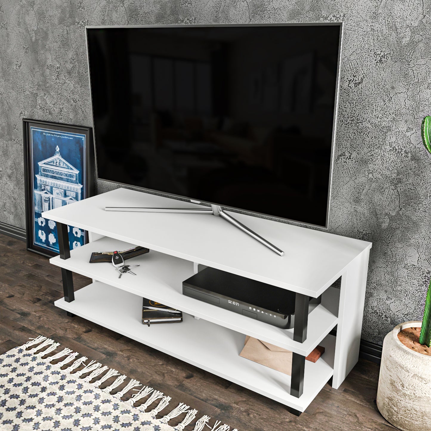 Pueblo TV Unit - Siyah-White