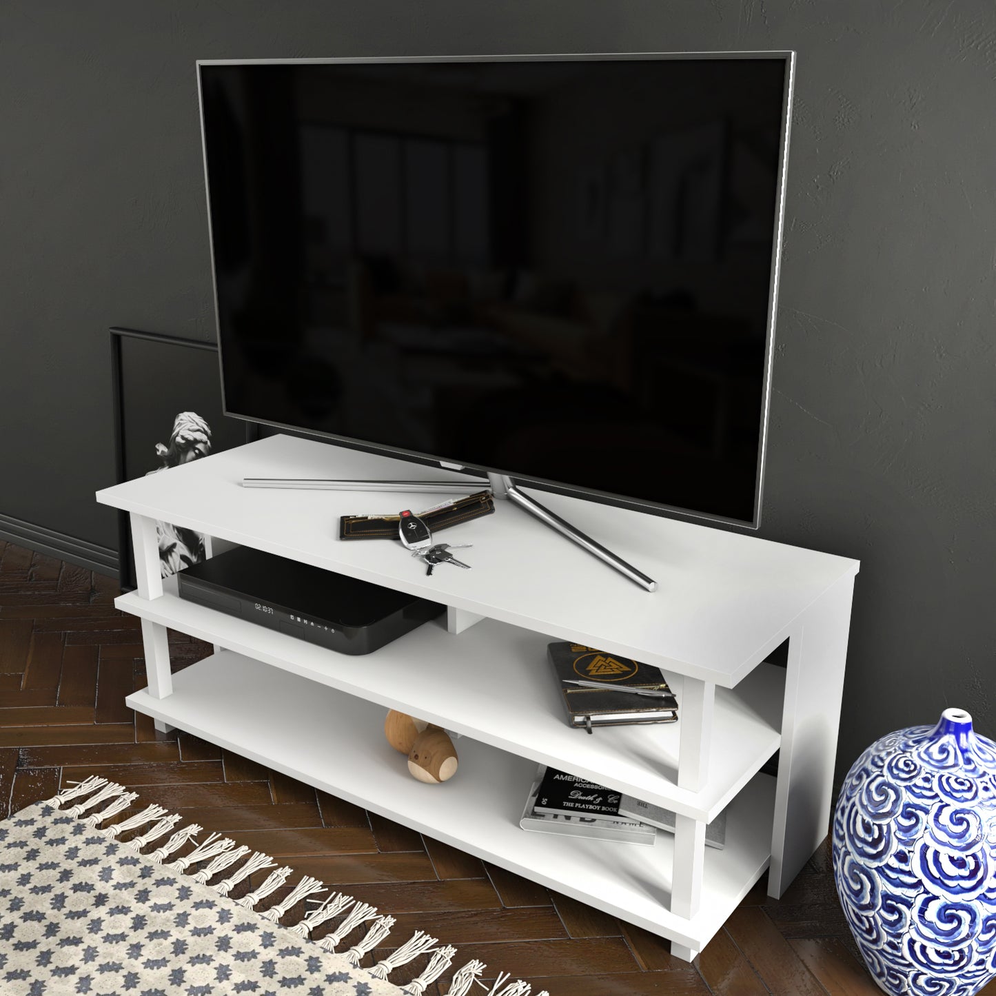 Pueblo TV Unit - White-White