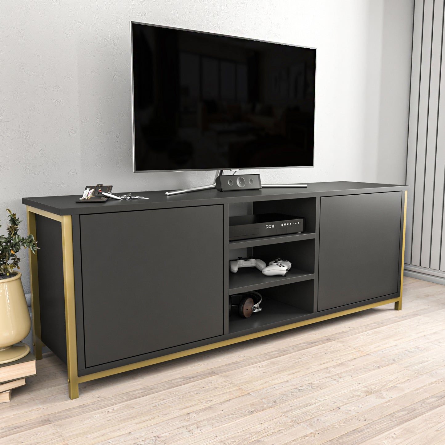 Otis TV Unit - Gold-Anthracite