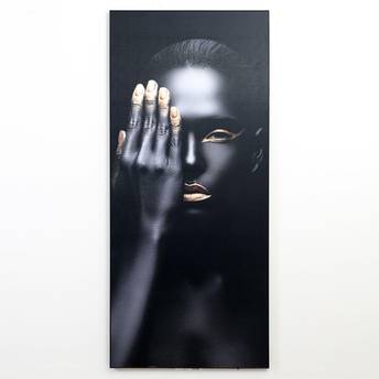 Artistic depiction of a hand covering a face with a black background