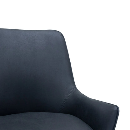 Close-up of a dark gray upholstered chair on a white background