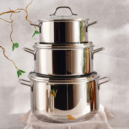 pradeep 9-piece stainless steel cookware set -chrome