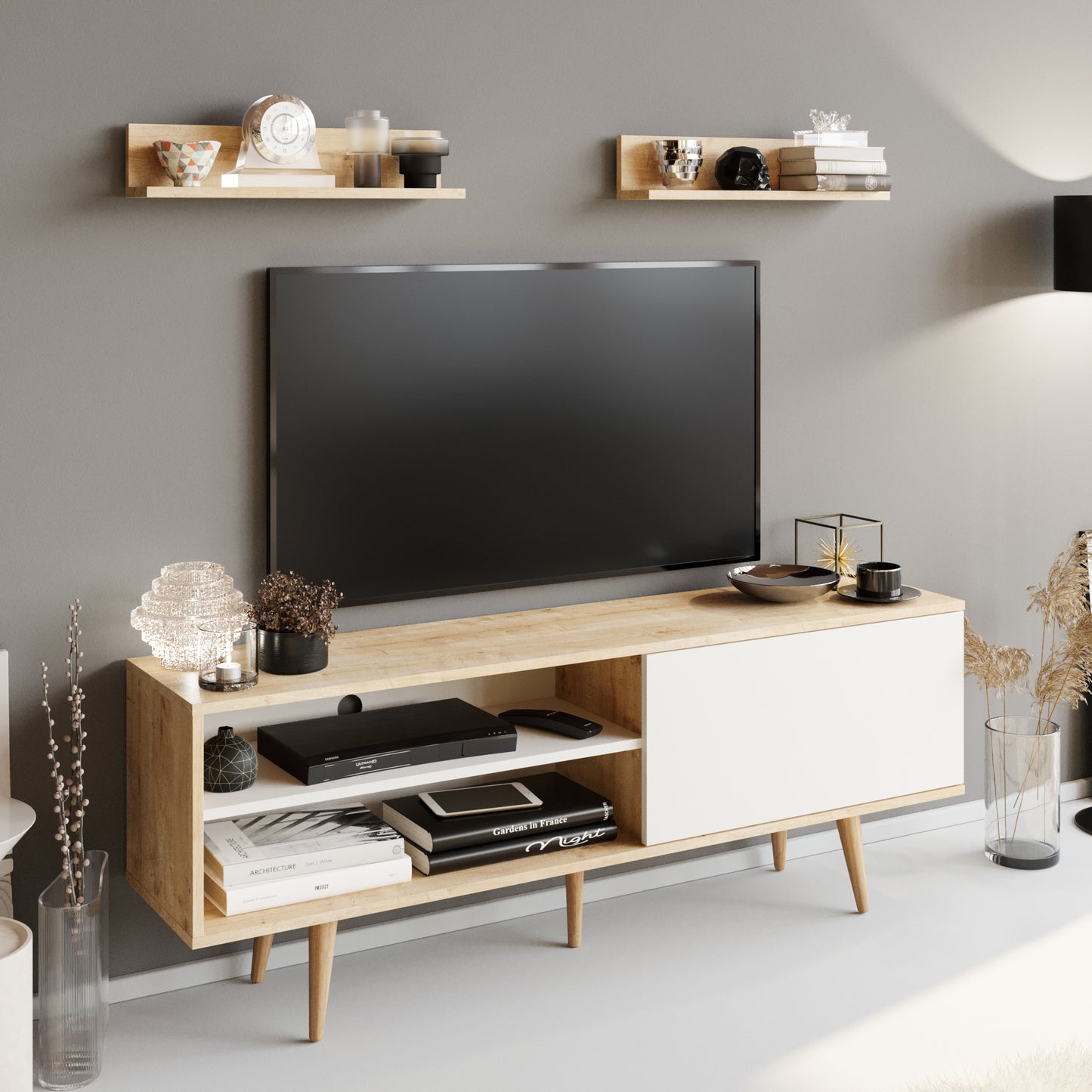 TV Unit Pi - White, Sapphire-PI63TS02